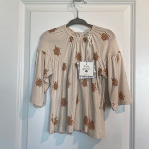 NWT Kate Quinn Long Sleeve Gathered Tunic - Tawny Beetle